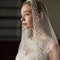 Romantic Long Wedding Veil - 1 Tier Pearls Edge Beading Bridal Headpiece (White) velos para la iglesia