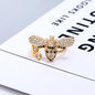 Korean Minimalist Fashion Bee Ring with Full Rhinestones