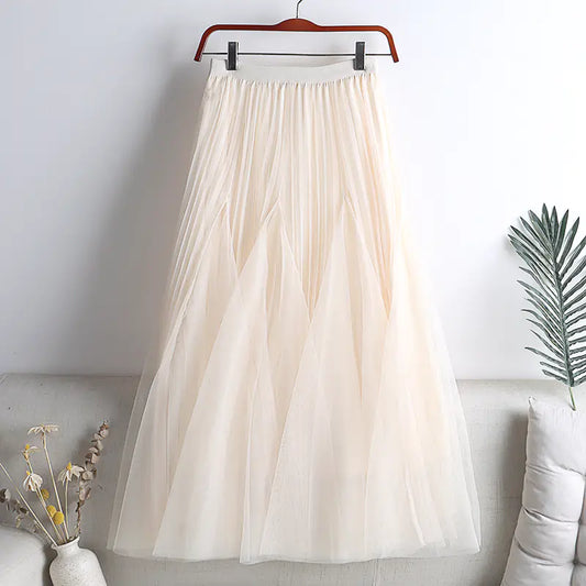Solid Pleated Fairy Gauze Skirt