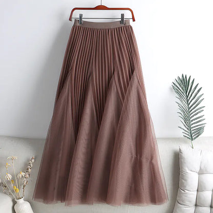Solid Pleated Fairy Gauze Skirt